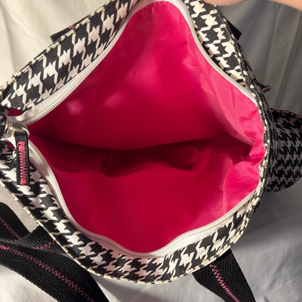 Aaronchang Medium Size Tote Bag Houndstooth With‎ Hot Pink Accents - Picture 4 of 11